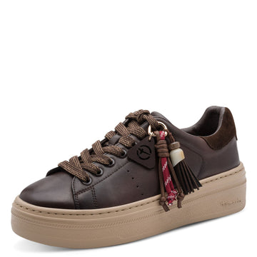 Womens Tamaris 23775 Mocca Laced Trainers - Mocca