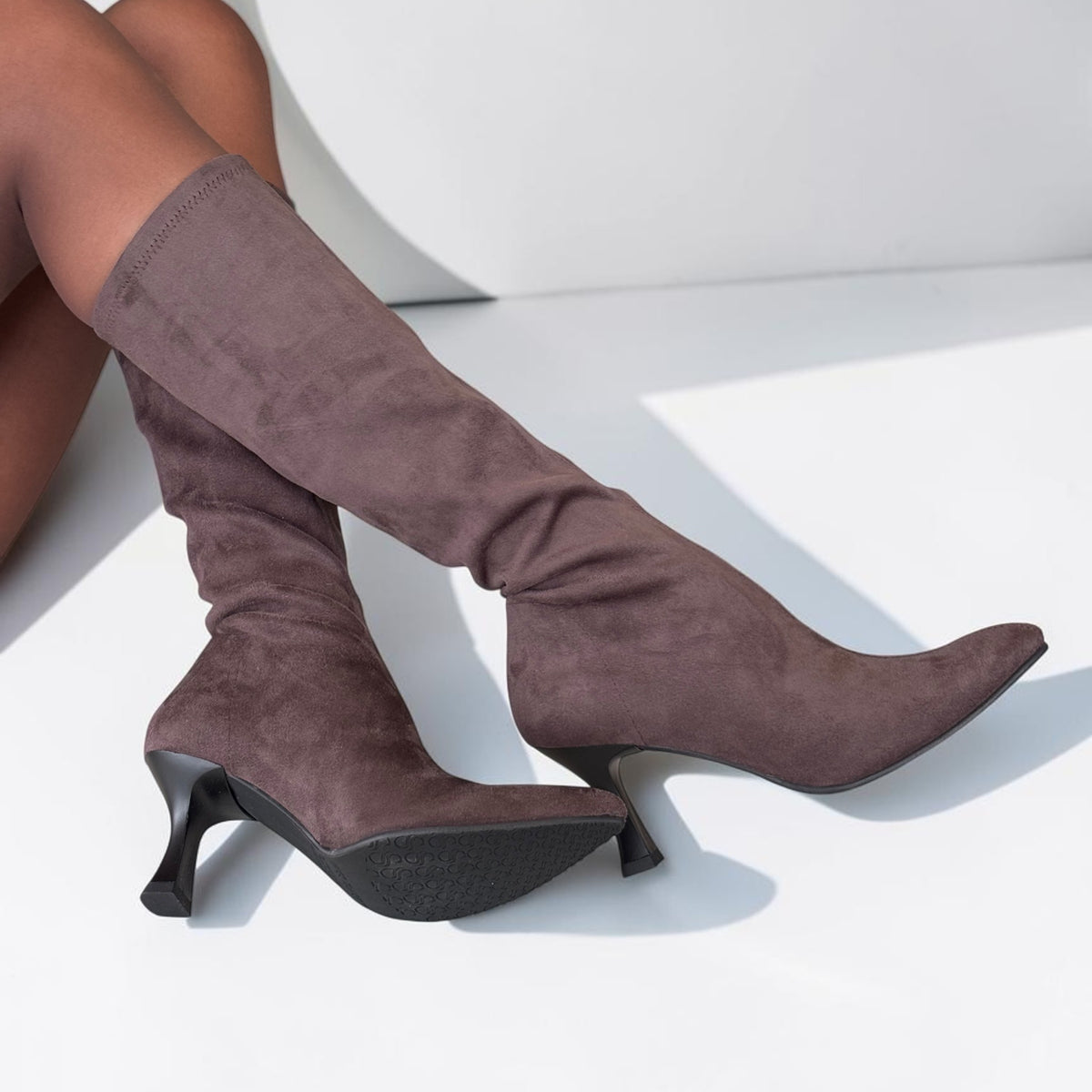 Womens Miss Elastic 78041 Faux Stretch Knee Boot
