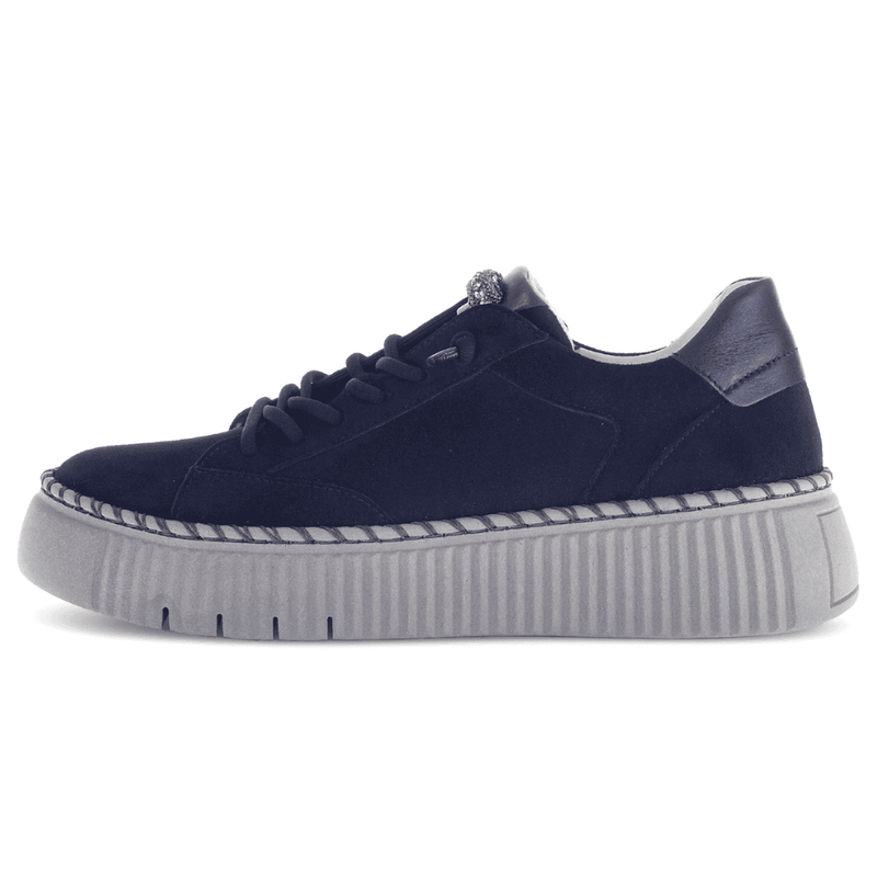 Womens Gabor 73.243 Elastic Lace Trainers - Navy