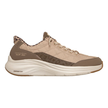 Womens Skechers 150419 Contour Foam - Cozy Fit Leopard Dream Brown Slip-Ins Trainers - Brown