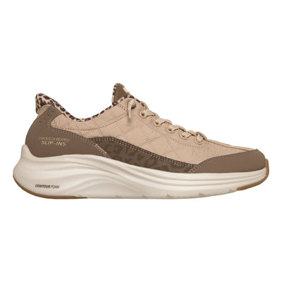 Womens Skechers 150419 Contour Foam - Cozy Fit Leopard Dream Brown Slip-Ins Trainers - Brown