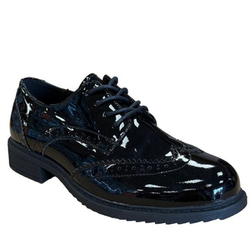 Girls Teds Pomona Brogue School Shoes - Black Patent