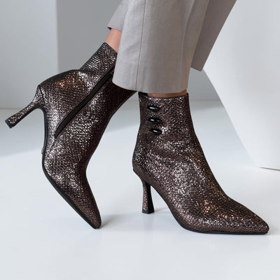 Womens Una Healy Wild Cat Bronze Scale Ankle Boots - Bronze Scale