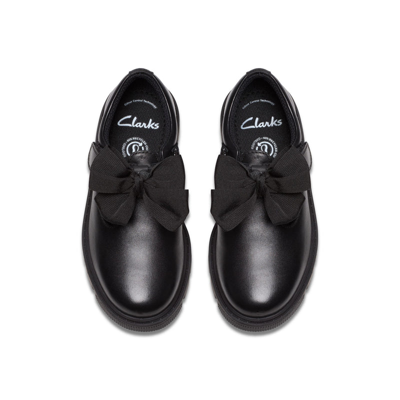 Girls Clarks Lorcam Hope Kid Black School Shoes - Black