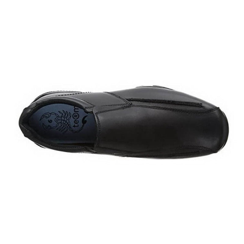 Term Boys Hoddle Slip on Loafers School Shoes - Black Leather - Black