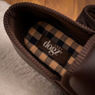 Mens Lazy Dogz Trent II Faux Leather Slippers - Brown
