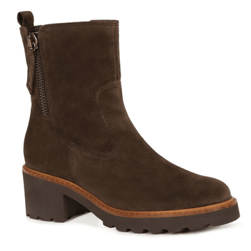Womens Gabor Euston Brown Suede Block Heel Ankle Boots - Brown