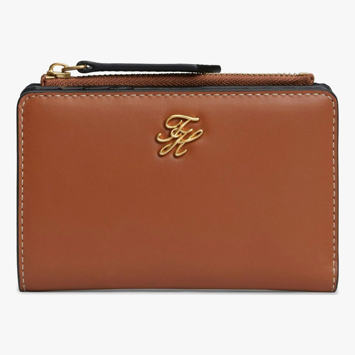 Womens Tommy Hilfiger Bifold Script Cognac Leather Purse