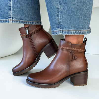 Womens Susst Virginia26 Tan Faux Leather Ankle Boots - Tan
