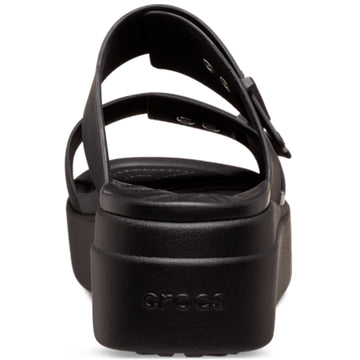 Womens Crocs Black Brooklyn Buckle Wedge Sandals - Black