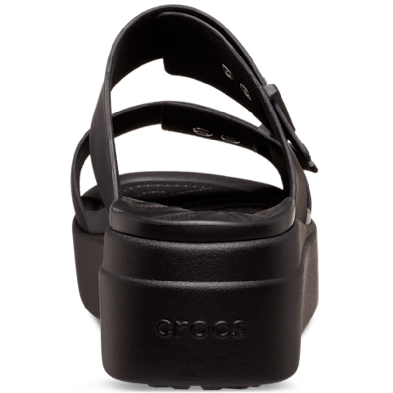 Womens Crocs Black Brooklyn Buckle Wedge Sandals - Black