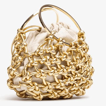 Womens Unisa Zcoco Gold Woven Ring Handle Clutch Bag - Gold