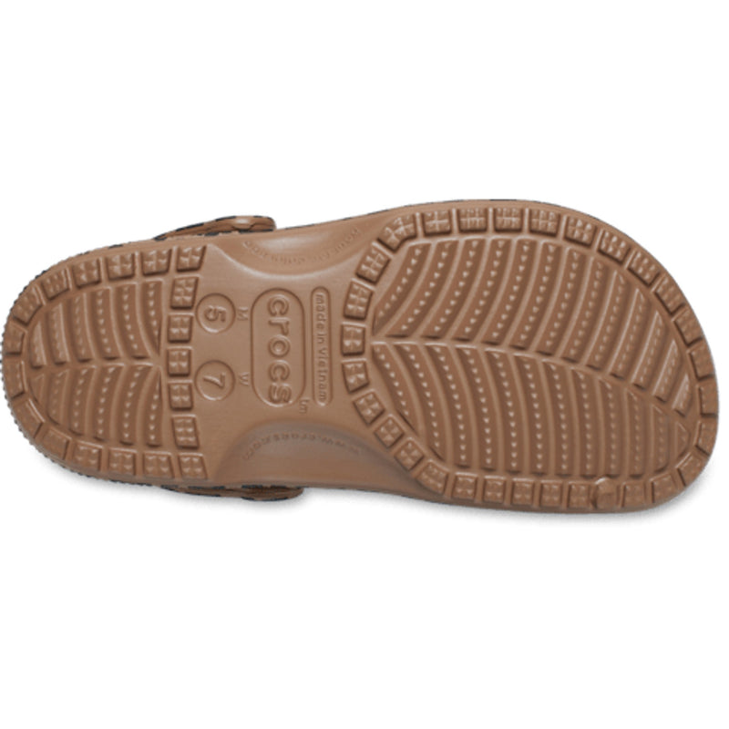 Womens Crocs Sepia Leopard Classic Animal Clogs - Sepia Leopard