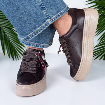 Womens Tamaris 23775 Mocca Laced Trainers - Mocca