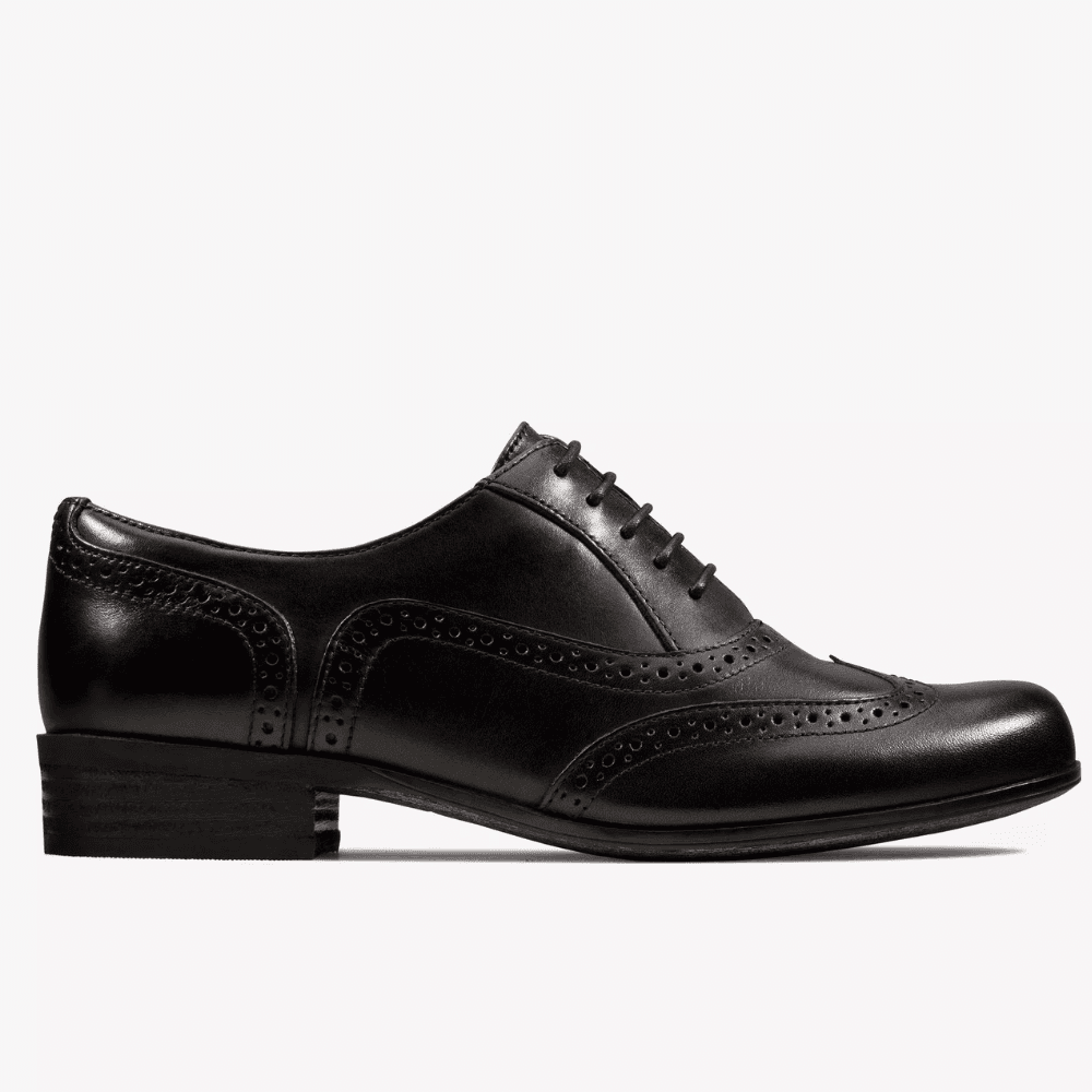 Girls Clarks Hamble Oak Black Leather Shoes