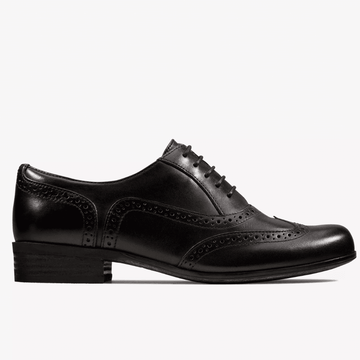 Girls Clarks Hamble Oak Black Leather Shoes - Black Leather