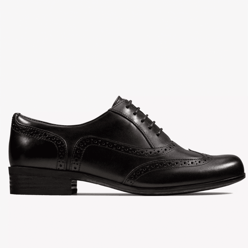 Girls Clarks Hamble Oak Black Leather Shoes - Black Leather