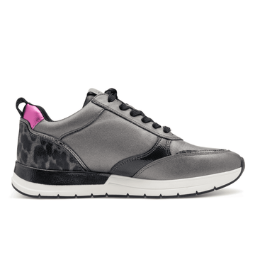 Womens Tamaris 23732 Wedge Side Zip Monogram Trainers - Pewter Combi
