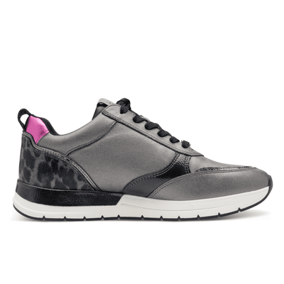 Womens Tamaris 23732 Wedge Side Zip Monogram Trainers - Pewter Combi