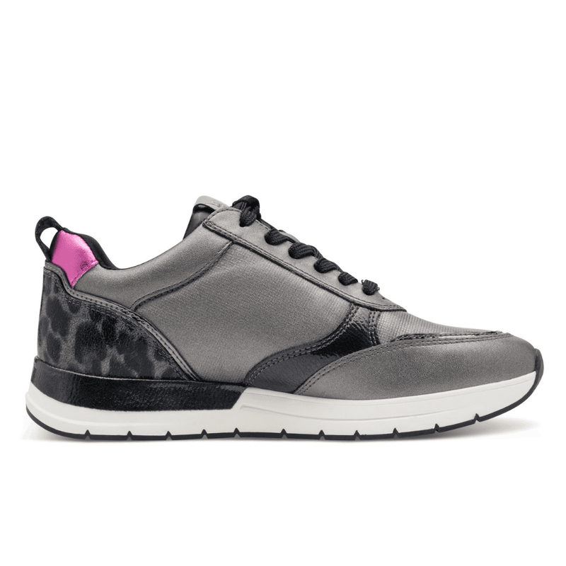 Womens Tamaris 23732 Wedge Side Zip Monogram Trainers - Pewter Combi