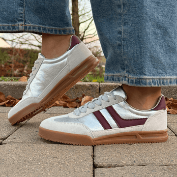 Womens Redz Berlin Gum Sole Trainers - Silver and Wine
