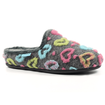 Womens Lunar Valentine Heart Mule Slippers - Grey
