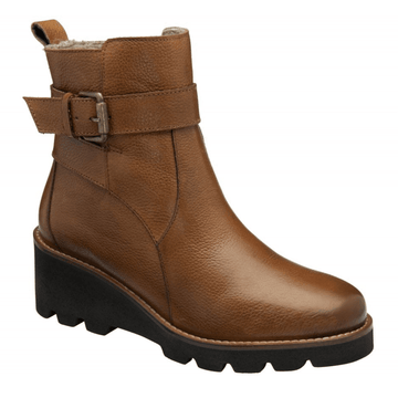 Womens Lotus Emberlynn Wedge Ankle Boots - Tan