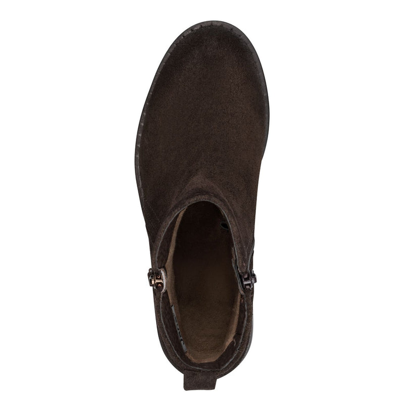 Womens Jana 25711 Side Zip Ankle Boots - Mocca Suede