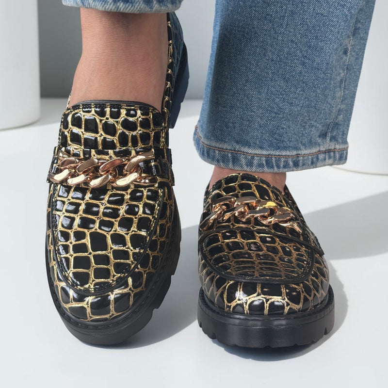 Womens Zanni & Co Chain Detail Daqia Loafers - Bling Ring