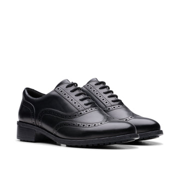 Girls Clarks Havisham Oak School Shoes - Black