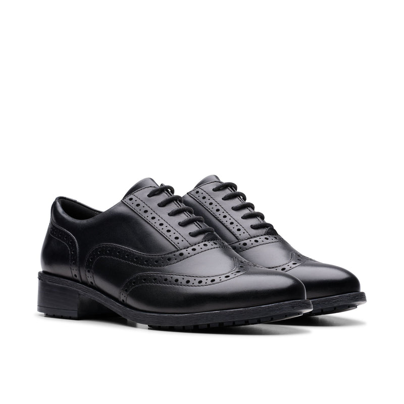 Girls Clarks Havisham Oak School Shoes - Black