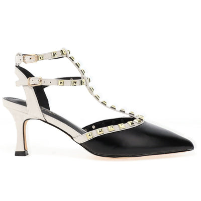 Womens Sorento Tinakilly Rockstud T-Bar Heels - Black and White