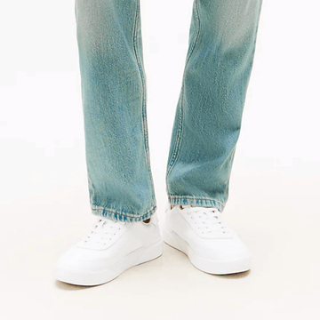 Womens Tommy Hilfiger Leather Court Trainers - White