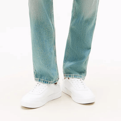 Womens Tommy Hilfiger Leather Court Trainers - White
