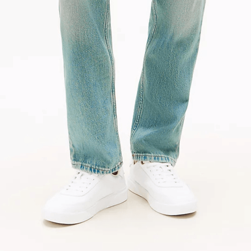 Womens Tommy Hilfiger Leather Court Trainers - White