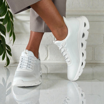 Womens Skechers 117629 Bobs Arc Waves Trainers - White