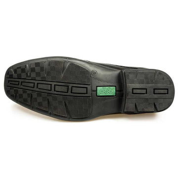 Junior Boys Pod Dundee Black Leather Slip On School Shoes - Black