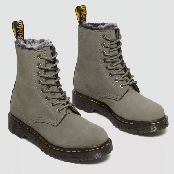 Womens Dr Martens 1460 Serena Faux Fur Lined Nubuck Boots - Nickel Grey