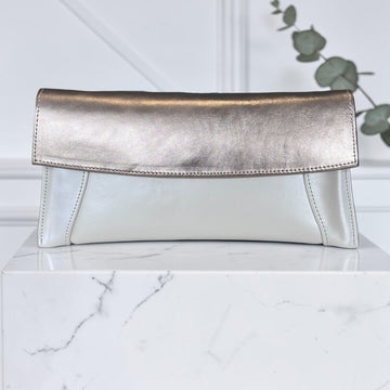 Womens Emis T1L Clutch Bag - Pearl and Champagne