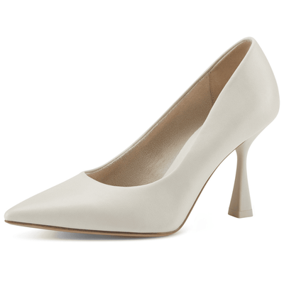 Womens Tamaris Ladies Candy Matte Flared Heels - Ivory