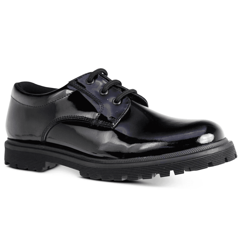 Girls Term Bailey Black Patent Lace Up School Shoes - Black Patent