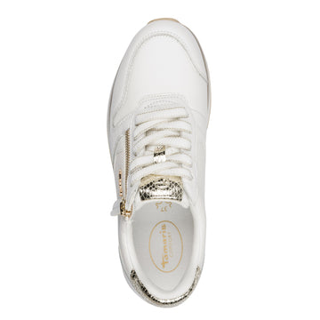 Womens Tamaris Comfort 83734 White And Gold Side Zip Trainers - White And Gold