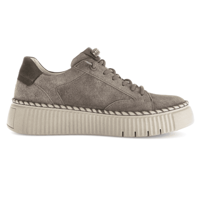 Womens Gabor 73.243 Elastic Lace Trainers - Taupe