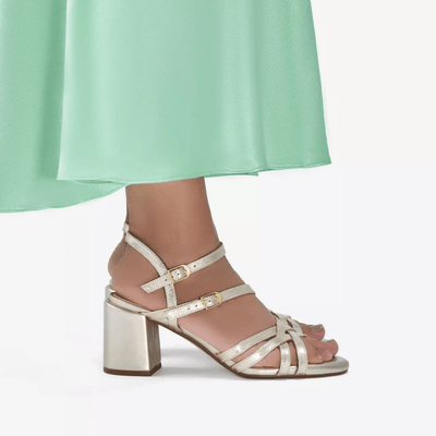 Womens Clarks Ezoria Strap Strappy Block Heel Sandals - Gold
