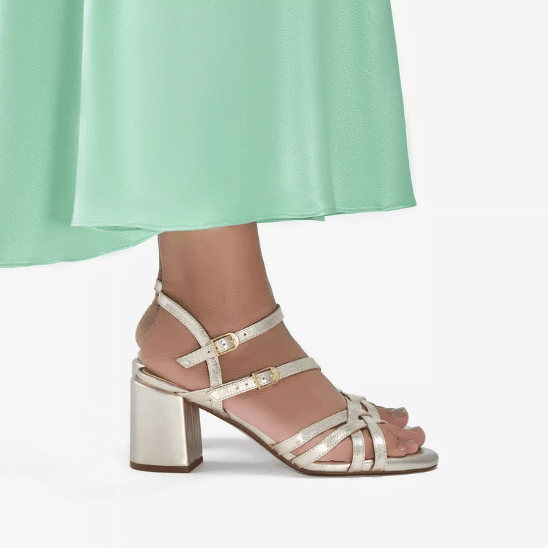 Womens Clarks Ezoria Strap Strappy Block Heel Sandals - Gold