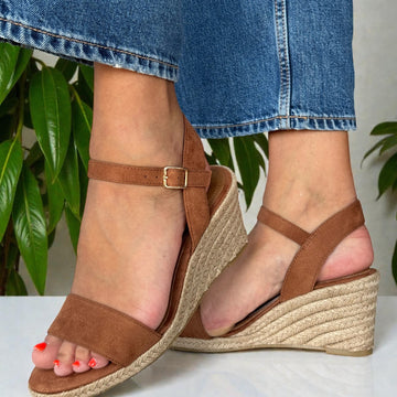 Womens Tamaris 28300 Cognac Wedge Sandals - Cognac