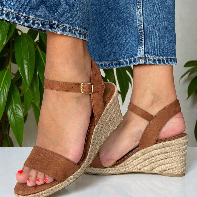 Womens Tamaris 28300 Cognac Wedge Sandals - Cognac