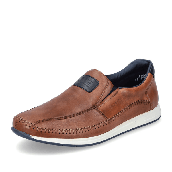 Mens Rieker 11962 Brown with Stitching Slip On Shoes - Brown