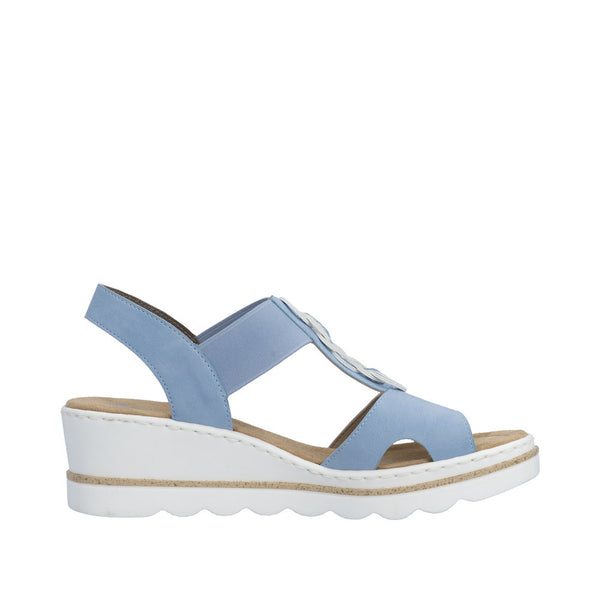 Womens Rieker 67498 Blue Wedge Sandal - Blue