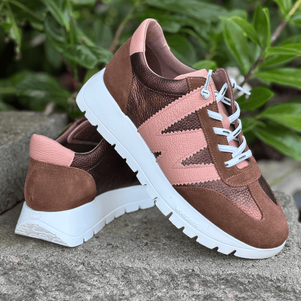 Womens Wonders A-2476 Bronze and Salmon Elastic Lace Trainers